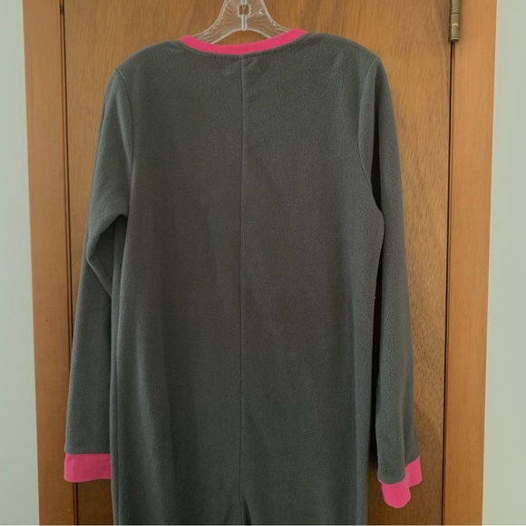 Women’s L SLEEPYHEADS Gray & Hot Pink Zip Front Fleece 1-PC Pajamas w/ Pockets - Picture 10 of 12